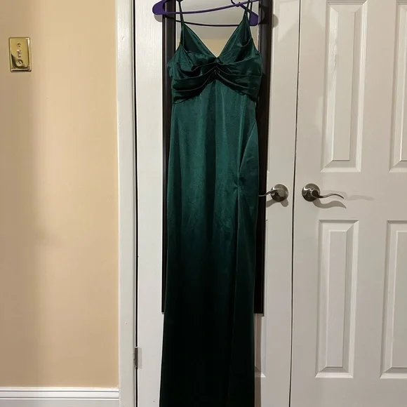 windsor green silk dress Marissa Formal Satin Cowl Neck Dress